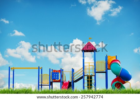 children playground on blue sky summer