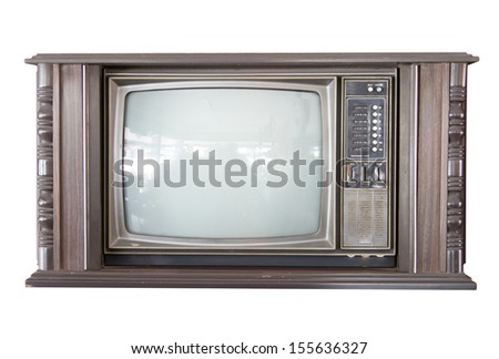 Old television on white background