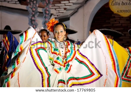 ALBEROBELLO, ITALY - 2, AUGUST 2008: Mexican Dancers at the International Folklore Festival in Alberobello, Italy, in August, 2008. This dancer belongs to the Ballet Ateneo Fuente, Mexico.