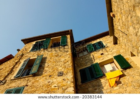 Ancient tall houses in Liguria, Italy