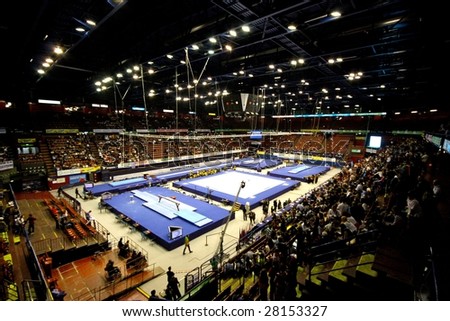 MILAN, ITALY - APRIL 5 : Overall view of European Artistic Gymnastic Individual Championships April 5, 2009 in Milan, Italy. Over 300 gymnasts from more than 40 countries took part.