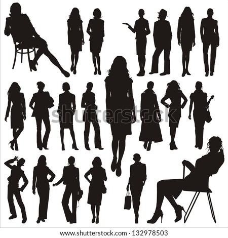 Vector silhouettes of business lady