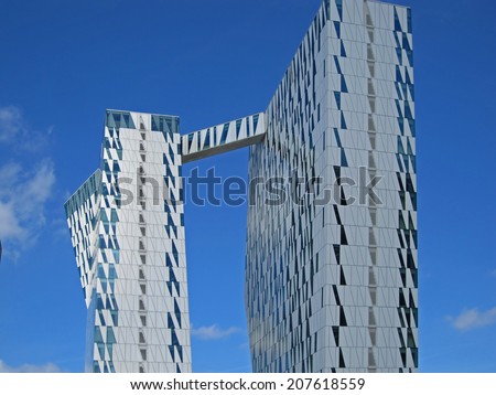 BELLA SKY, COPENHAGEN - JULY 16, 2014: The Bella Sky Comwell Hotel is a 4-star conference hotel adjacent to the Bella Convention and Congress Center in Copenhagen, July 16, 2014.