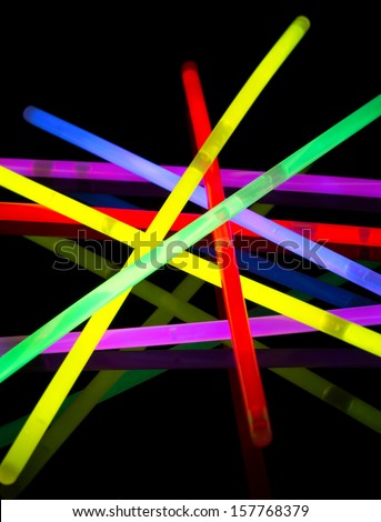 Closeup of multicolor glow sticks