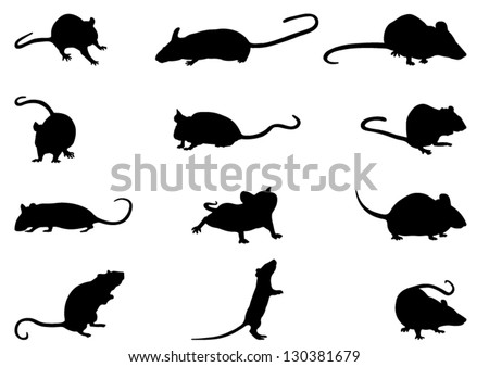 Mice Silhouettes Stock Vector Illustration 130381679 : Shutterstock