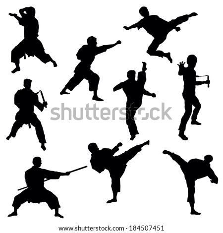 Silhouettes Of Karate-Vector Image - 184507451 : Shutterstock