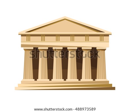 Greek temple icon isolated on white background. Vector illustration for famous architecture design. Greece ancient. Parthenon monument. Column landmark.