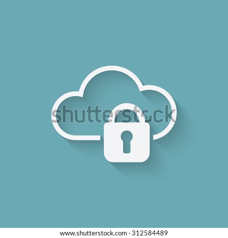 cloud computer storage with lock. concept symbol. vector illustration - eps 10