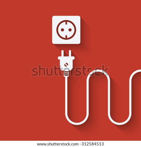 electric wire with plug near outlet. vector illustration – eps 10