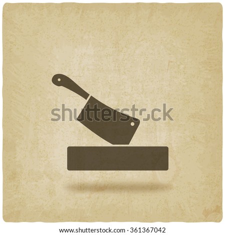 butcher knife in chopping board old background. vector illustration - eps 10
