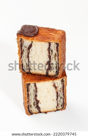 Similar – Image, Stock Photo Filling and sealing puff pastry dumplings in a kitchen