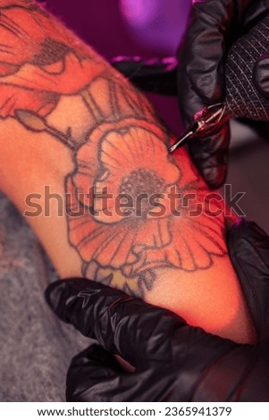 Similar – Image, Stock Photo Anonymous crop tattooist working with client in salon