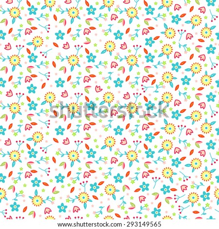 small cute vector flowers seamless pattern