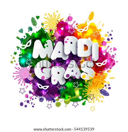 Illustration Of Carnival Mardi Gras On Multicolors Watercolor Stainscolors Of The Mardi Gras Illustration Of Carnival Mardi Gras On Multicolors Watercolor Stainscolors Of The Mardi Gras