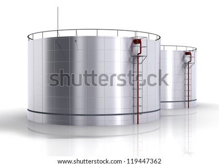 Oil Storage Tank On A White Background Stock Photo 119447362 : Shutterstock