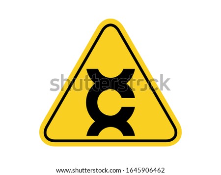 isolated caution carcinogen , common hazards symbols on yellow round triangle board warning sign for icon, label, logo or package industry etc. flat vector design.