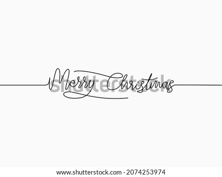 simple black Merry Christmas text calligraphic lettering continuous lines element for new year theme like background, banner, cover, card, label, wallpaper, wrapping paper etc. vector design.