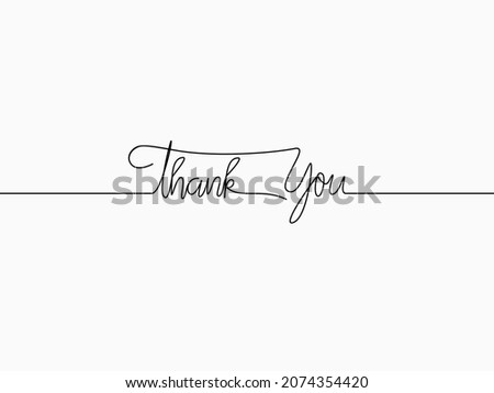 simple black thank you text calligraphic lettering continuous lines element for thanksful theme like background, banner, cover, card, label, wallpaper, wrapping paper etc. vector design.