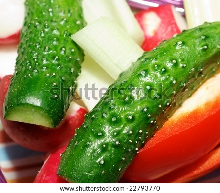 Closeup photo of colored vegetable mix background