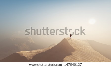 Similar – Image, Stock Photo Landscape with lonely hiker