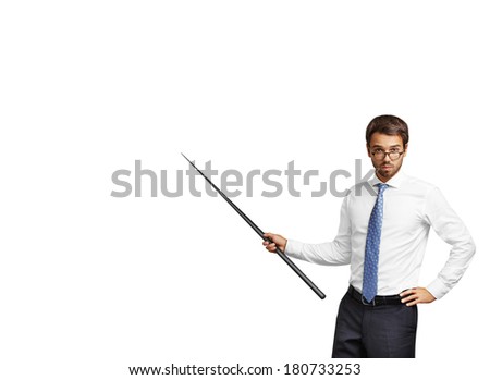 Portrait of businessman with pointer in his hand
