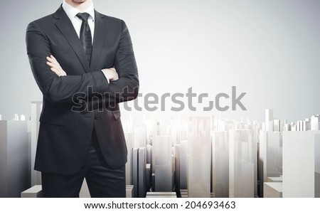 Businessman and modern city project