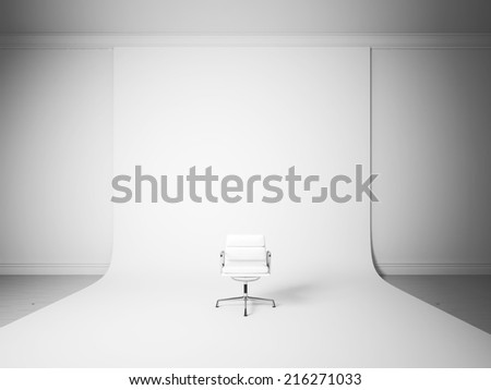 White chair on the white studio background in loft