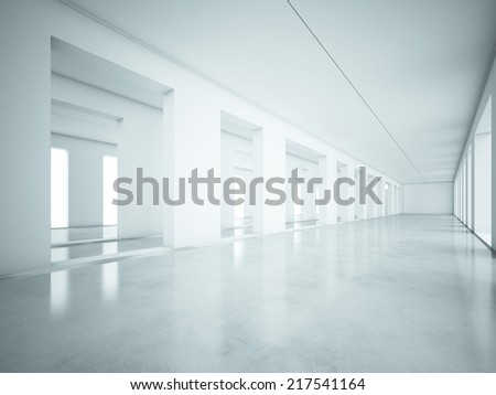 White clean interior. Contemporary architecture forms