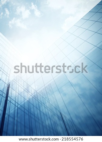 glass wall of modern skyscraper