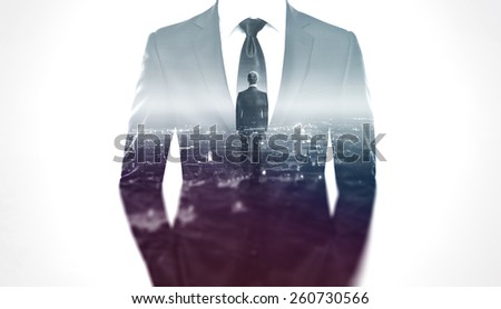 Double exposure concept with businessman silhouette