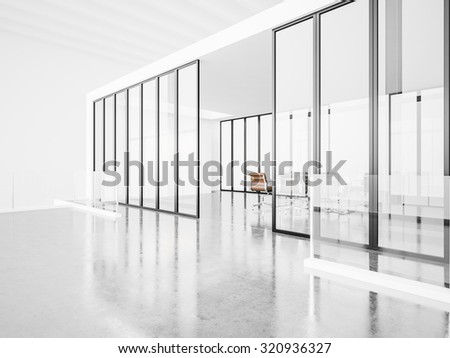 Empty meeting room with panoramic windows. 3d render