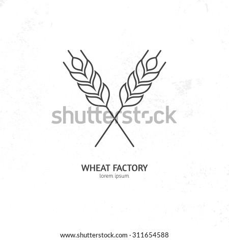 Line style logotype template with wheat. Easy to use business template. 