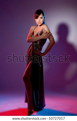 asian woman in sexy evening wear with seductive eyes
