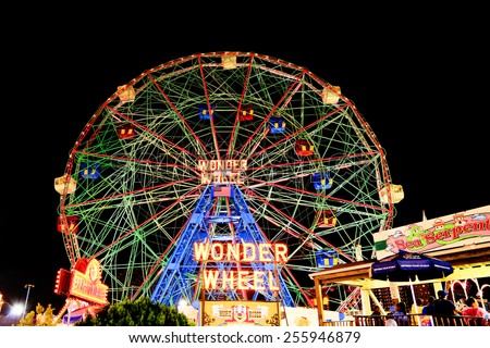New York,NY, USA - June 22, 2013:Wonder Wheel: Coney Island\'s Luna Park, Brooklyn, New York