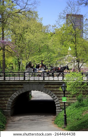 New York, NY, USA - May 6, 2013: Central Park: Carriage in Central Park in Manhattan, New York.