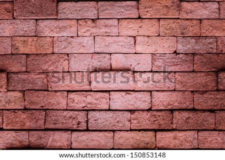 Grunge background of brick wall texture.Fisheye lens view.