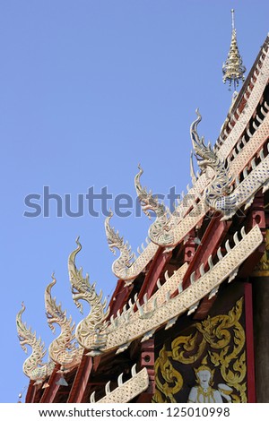 gable apex on roof of Thai temple.