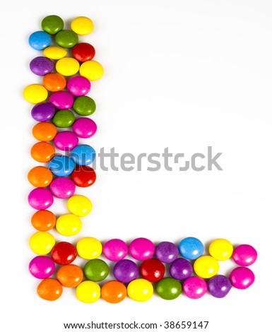 L - Letter Of Alphabet Made Of Candy Isolated On White Background Stock ...