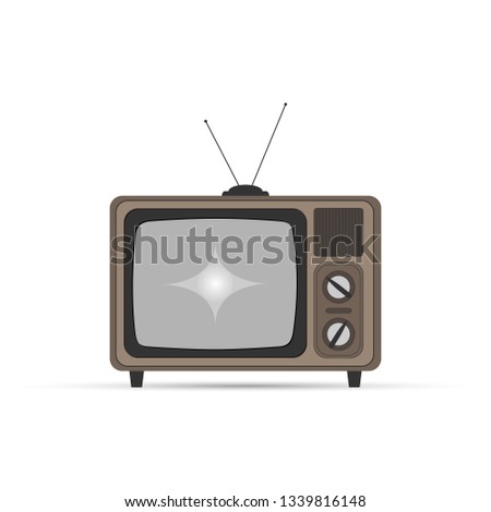 Old TV with kinescope, simple flat design