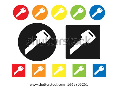 Set of colored key icons. Simple flat design