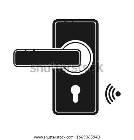 Door lock icon with key card or Wi Fi. Si m ple f lat de s ign for webs i tes and apps