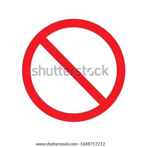Icon of the crossed-out circle. Symbol of prohibition, a blank outline. Simple flat vector stock illustration. Isolated on a white background.
