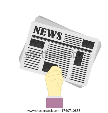 Newspaper in hand. Concept of business news and print media. Simple vector style
