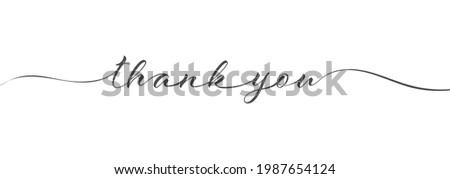 Stylized calligraphic inscription thank you in one line. Simple Style