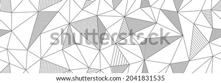 seamless linear pattern forms triangles with hatching elements. Vector illustrations for textures, textiles, simple backgrounds, covers and banners. Flat style