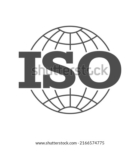 ISO 9001 certification stamp. Flat style, simple design.
