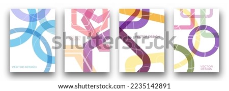 Collection of templates for creative design of covers, posters. A set of designs for social media marketing, advertising and branding. Minimalist style with intersecting colored lines
