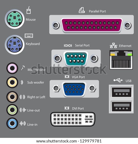 computer ports type, vector-illustration