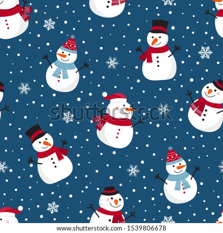 Similar – Image, Stock Photo A snowman with outstretched arms stands in the snow. Blurred walkers in the background. Winter