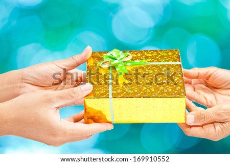 Gift giving isolated on white